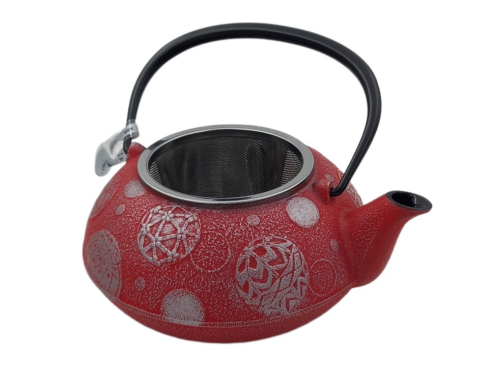 Théière japonaise en fonte 0,65 Litre guirlandes rouges