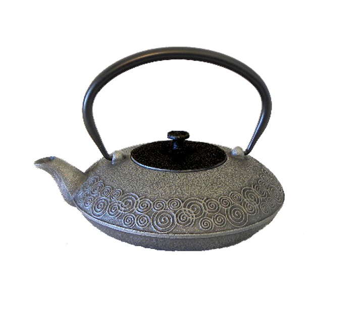 Théière japonaise en fonte Uzumaki 0,6 Litre noir et argent