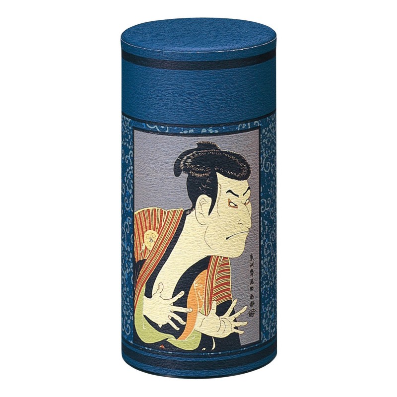 Boîtes à thé japonaises en métal recouvertes de papier washi décoré de motifs Kabuki traditionnels
