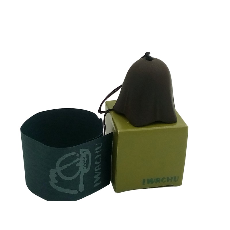 Clochette japonaise Furin en céramique décorée d’une fleur, avec carton suspendu