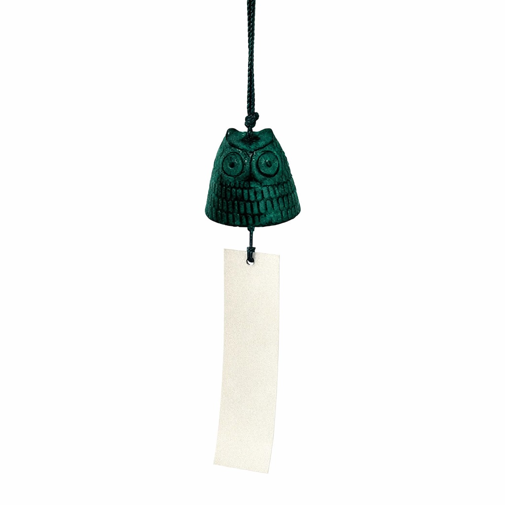 Clochette japonaise Furin en céramique décorée de hiboux, avec carton suspendu