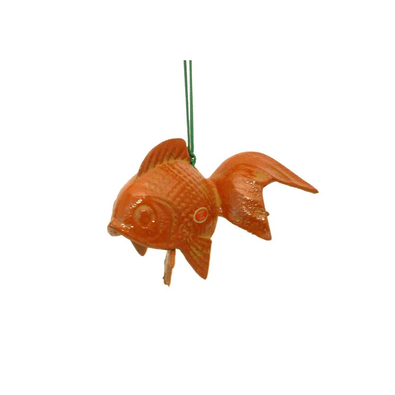 Clochette japonaise Furin Poisson rouge en céramique avec carton suspendu