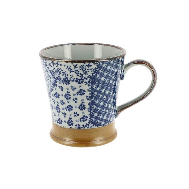Mug japonais en céramique avec anse, décoré de motifs patchwork