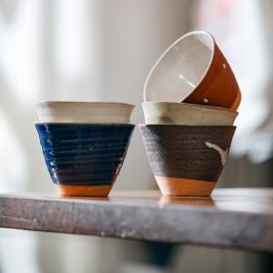 Set 5 tasses à thé évasées en céramique japonaise