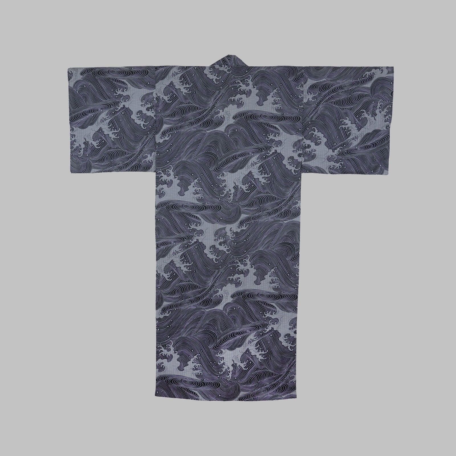 Yukata japonais pour homme décoré de motifs de vagues traditionnelles