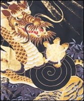 Yukata tigres et dragons noir détail