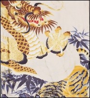 Yukata tigres et dragons blanc détail