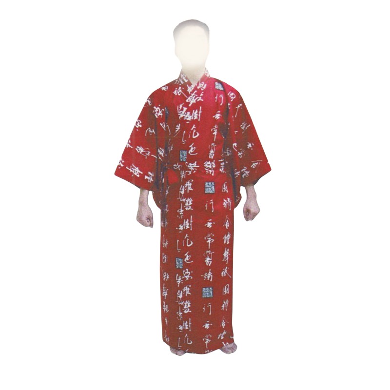 Yukata japonais pour homme décoré de motifs de kanji rouges