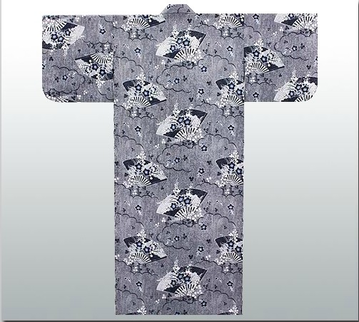 Yukata japonais décoré de motifs d’éventails traditionnels
