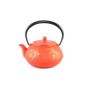 Grande théière japonaise en fonte Koi rouge