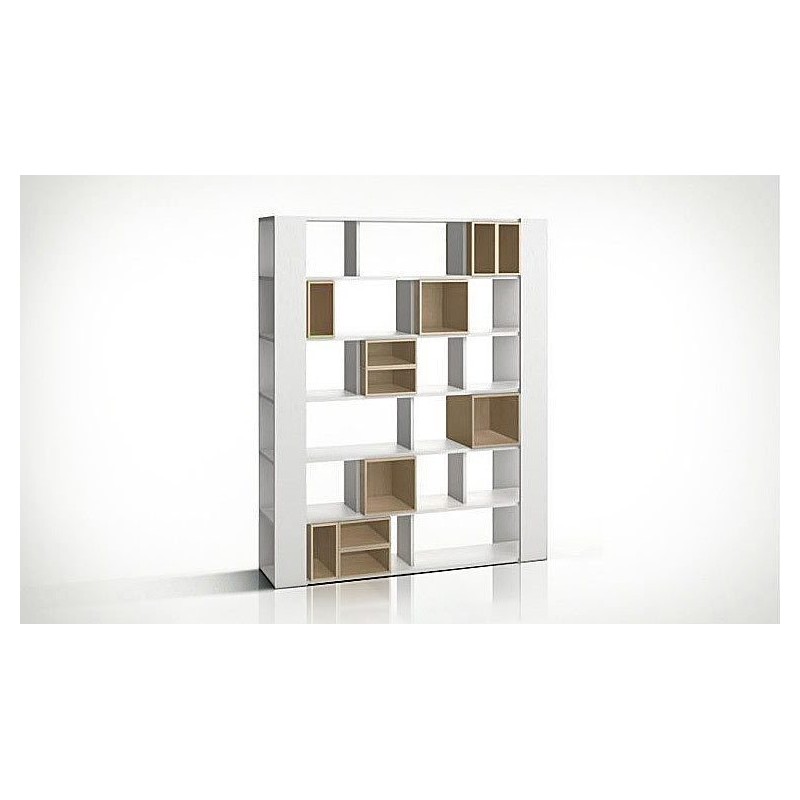 Bibliothèque Anata avec cubes de rangemet couleur chêne