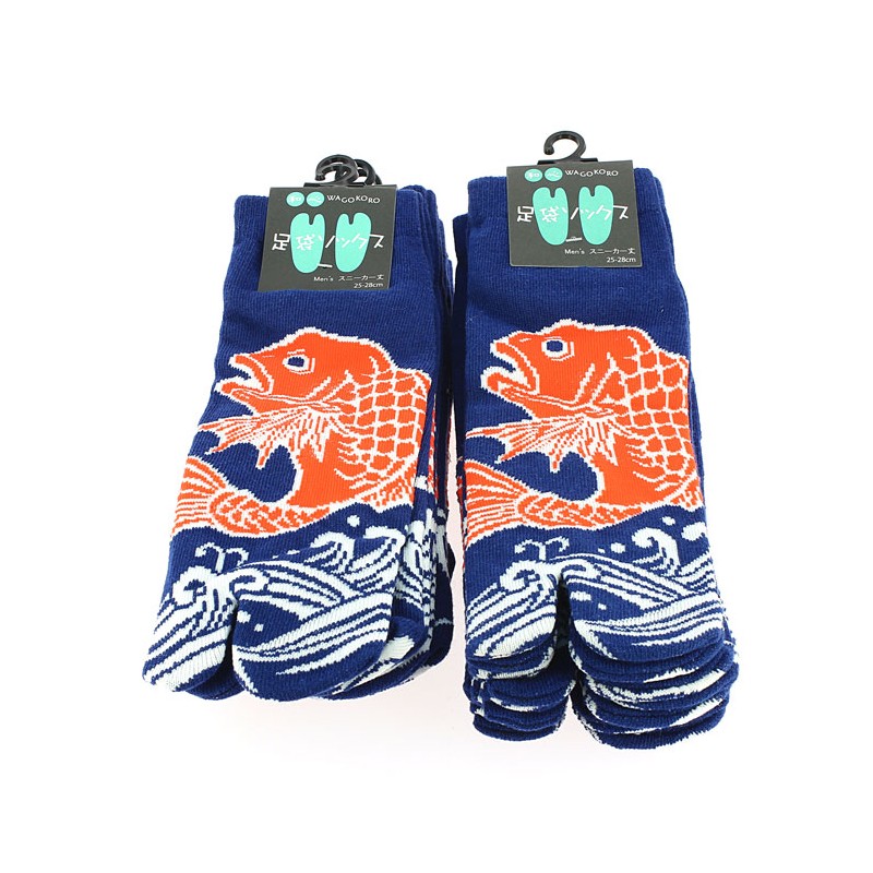 Chaussettes tabi japonaises décorées de motifs de carpes Koi