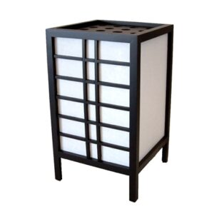 Lampe bois et papier carreaux