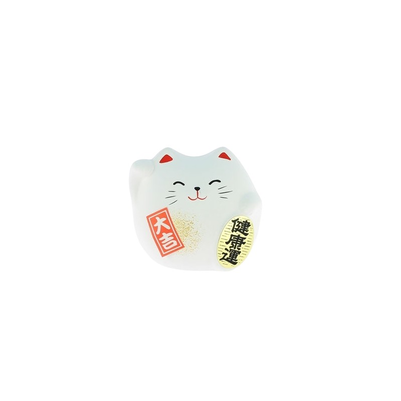 Mini Maneki‑neko en céramique, petit chat japonais porte‑bonheur avec patte levée