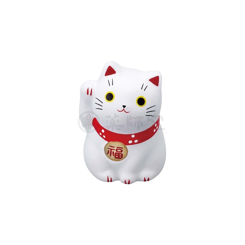 Mini Maneki‑neko blanc en céramique, petit chat japonais porte‑bonheur symbolisant la paix et l’harmonie