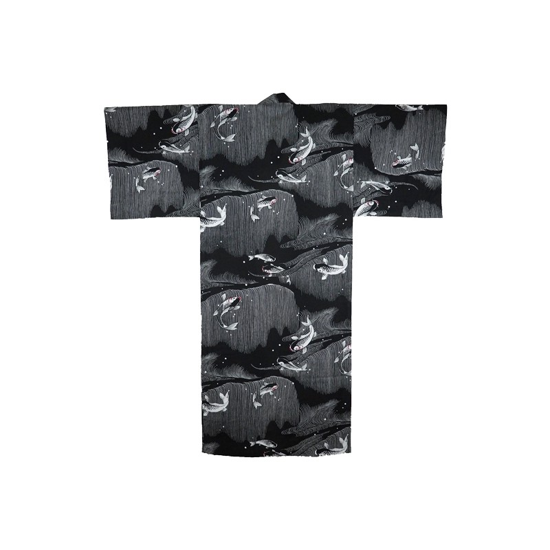 Yukata japonais décoré de motifs de carpes Koi traditionnelles