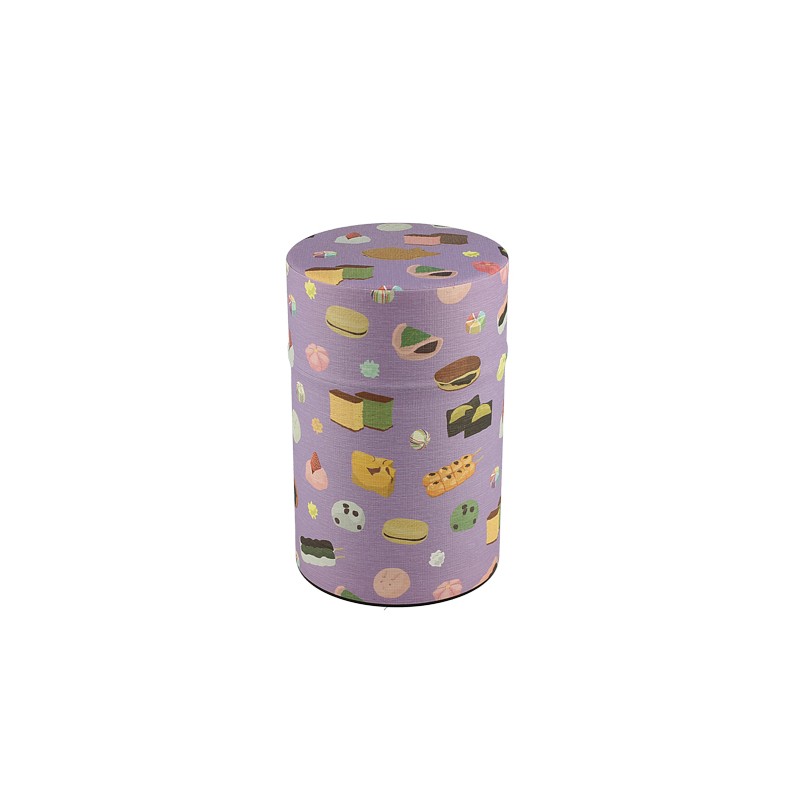 Boîte à thé japonaise en métal recouvert de papier washi aux motifs Sweet, contenance 200 g