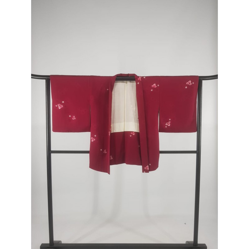 Veste Haori femme rouge en soie