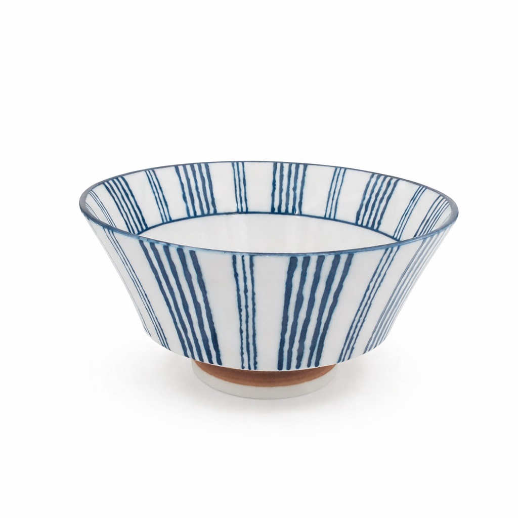 Bol à ramen en céramique japonaise décoré de motifs de lignes