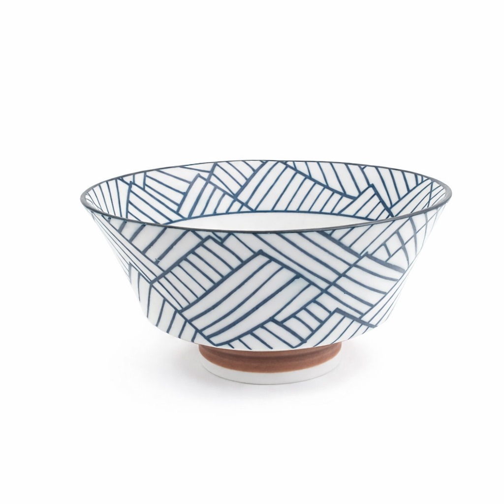 Bol à ramen en céramique japonaise décoré de motifs de nattes de tatamis