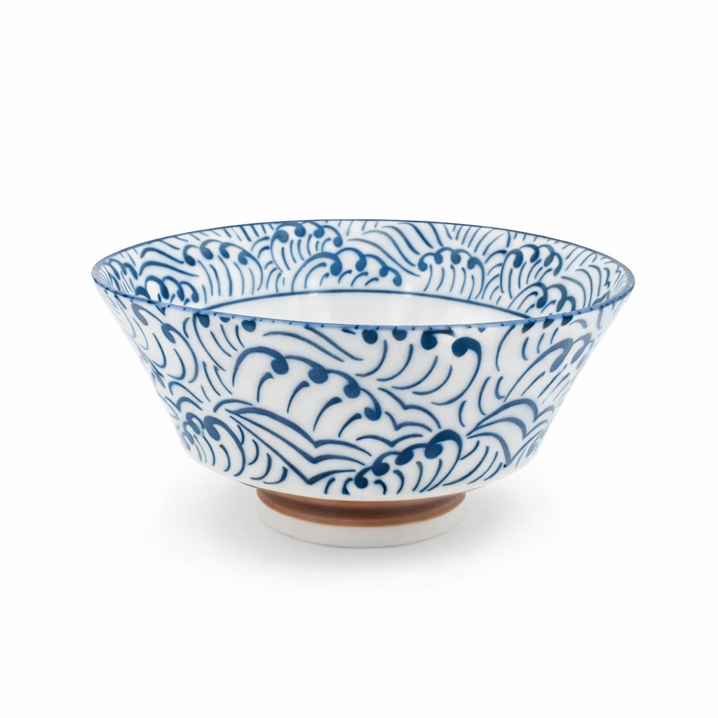 Bol à ramen en céramique japonaise décoré de motifs de vagues Nami