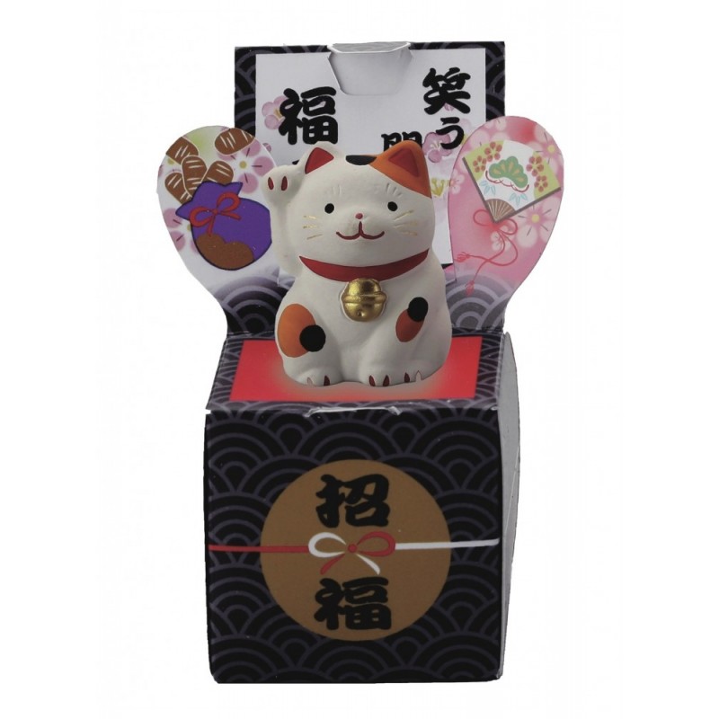 Mini Maneki Neko blanc et orange