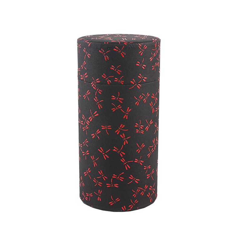 Boîte à thé japonaise en métal recouvert de papier washi décoré de motifs de libellules, contenance 200 g