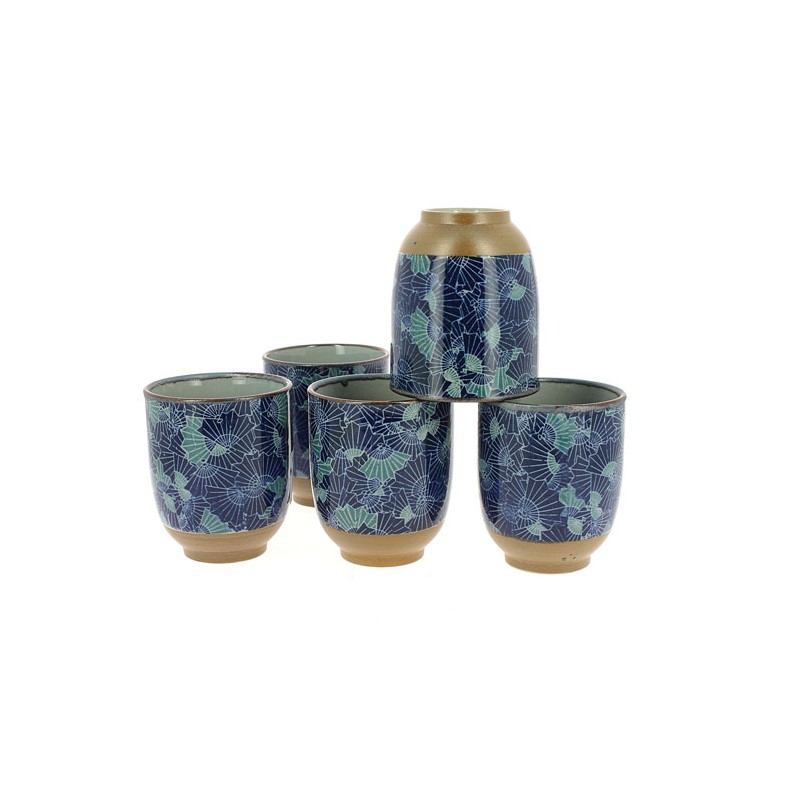 Set de 5 verres à thé japonais décorés de motifs éventails