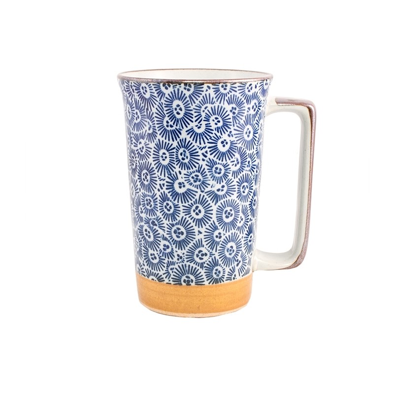 Grand mug japonais en céramique décoré de motifs oursins