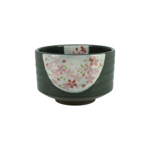 Bol Matcha vert et fleurs