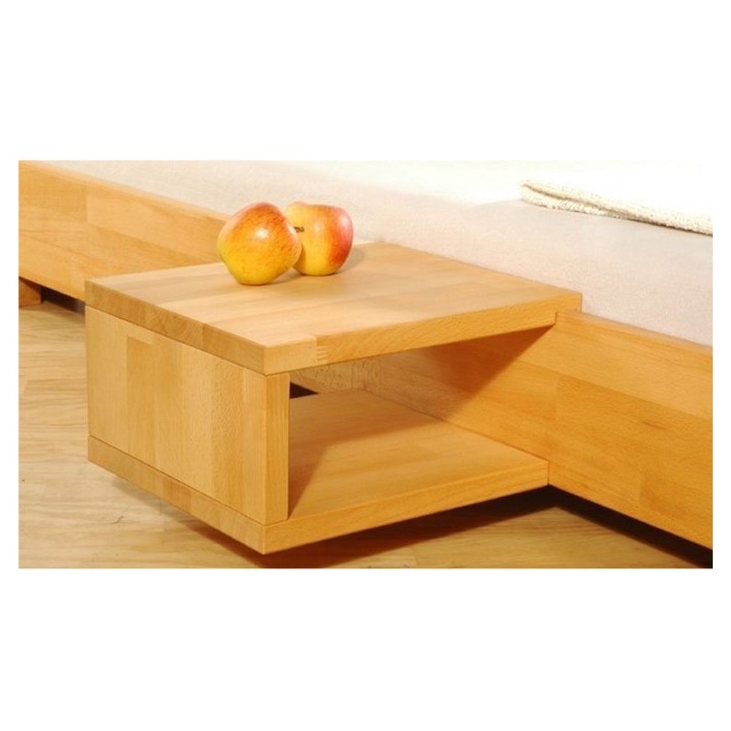 Chevet japonais Shizen bas en bois naturel, design épuré avec tiroir et niche