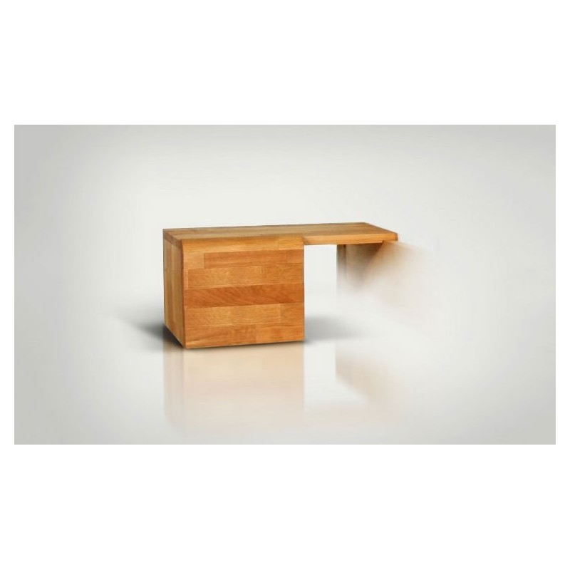 Chevet japonais Kobe bas en bois naturel, design épuré avec tiroir et niche