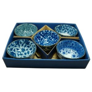 Set de 5 bols japonais bleus