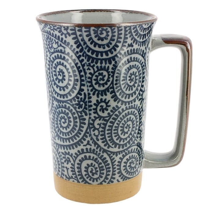 Grand mug japonais en céramique décoré de motifs pieuvres