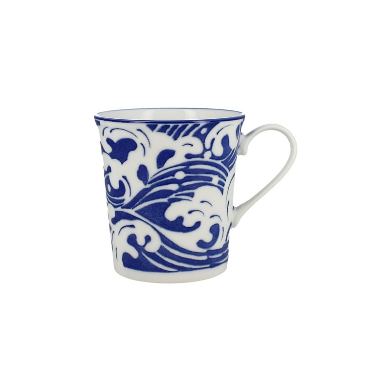 Mug japonais en céramique décoré de motifs vagues Nami