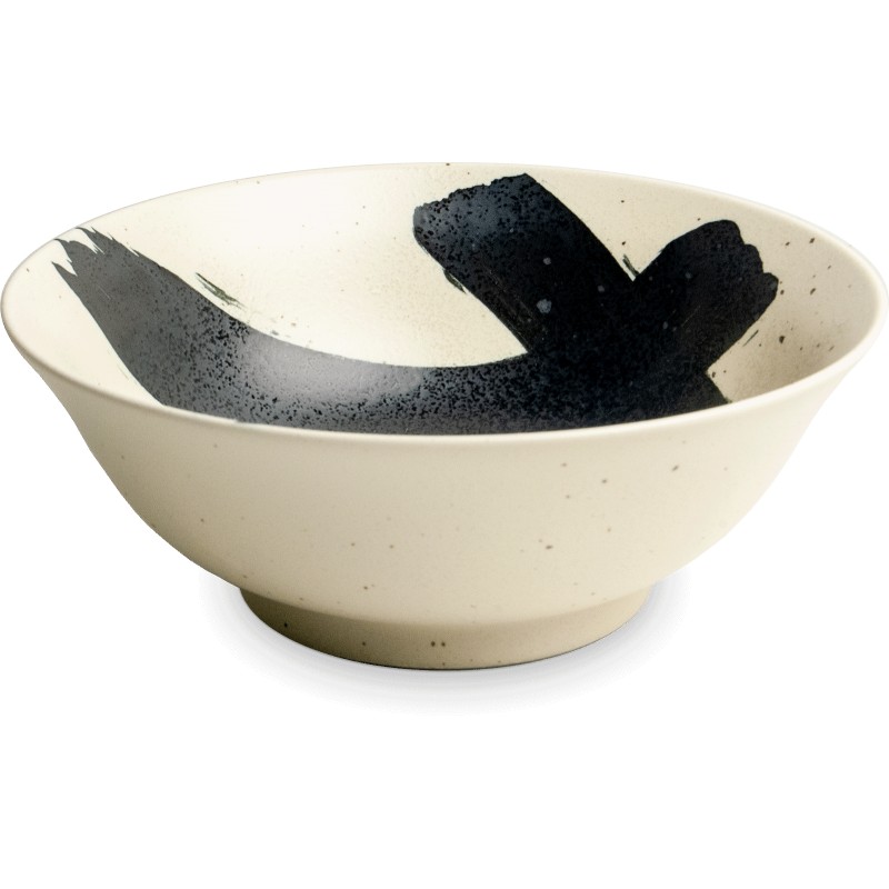 Bol japonais en céramique blanc décoré d’un kanji noir