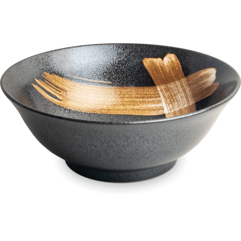 Bol japonais en céramique noir décoré d’un kanji