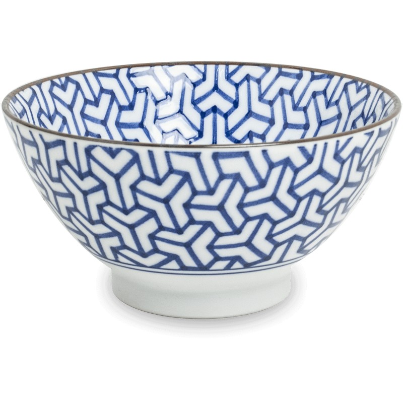 Bols japonais bleus en céramique décorés de motifs japonais traditionnels