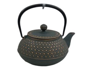 Théière japonaise en fonte couleur bronze, modèle Kikkō de la marque Iwachu, capacité 0,9 litre