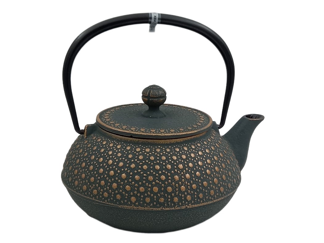 Théière japonaise en fonte couleur bronze, modèle Kikkō de la marque Iwachu, capacité 0,9 litre