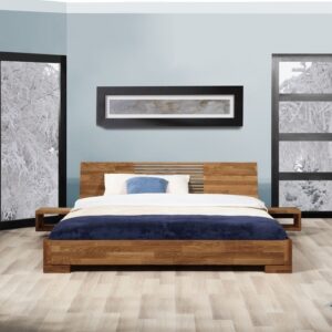 Lit japonais Shizen bas Chêne massif Café