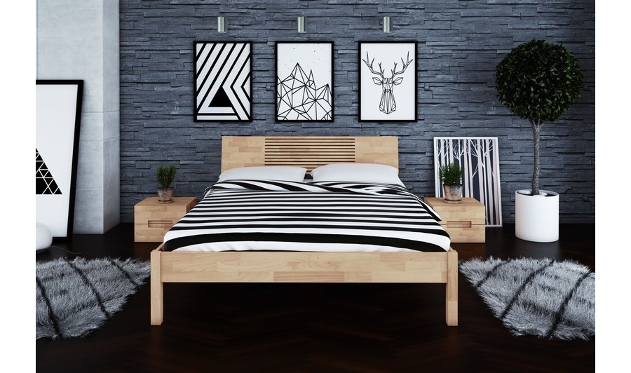 Lit Shizen haut blanchi avec chevets