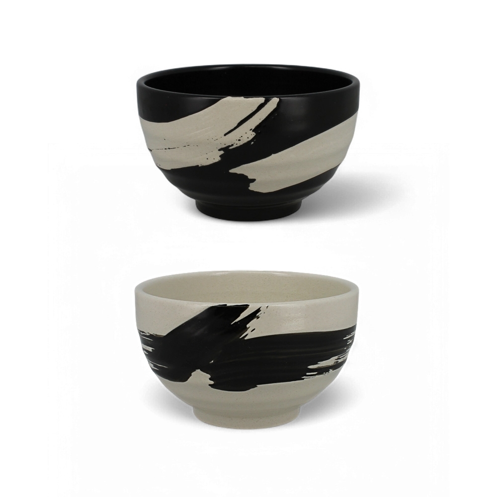 Set de 2 bols japonais noir et blanc