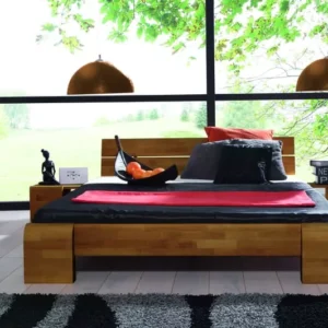 Lit japonais Kobe haut chêne massif Café