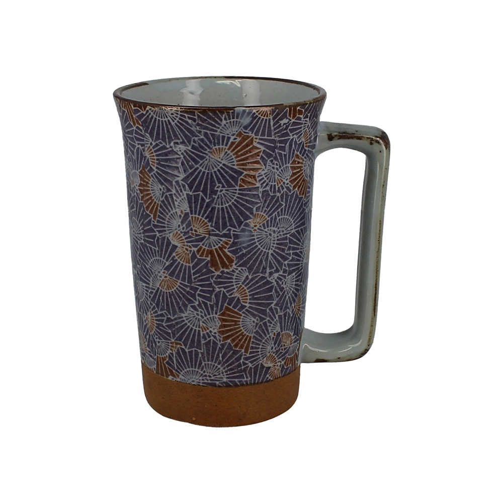 Mug japonais en céramique décoré de motifs éventails