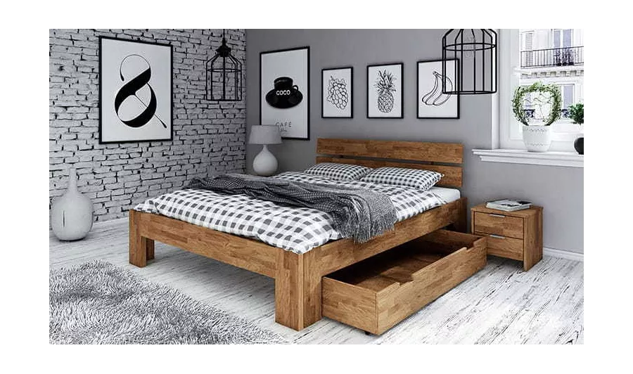 Lit Bois Massif Noda avec tiroir