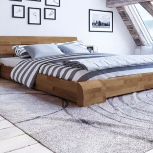 Lit japonais Kobe bas chêne massif Café