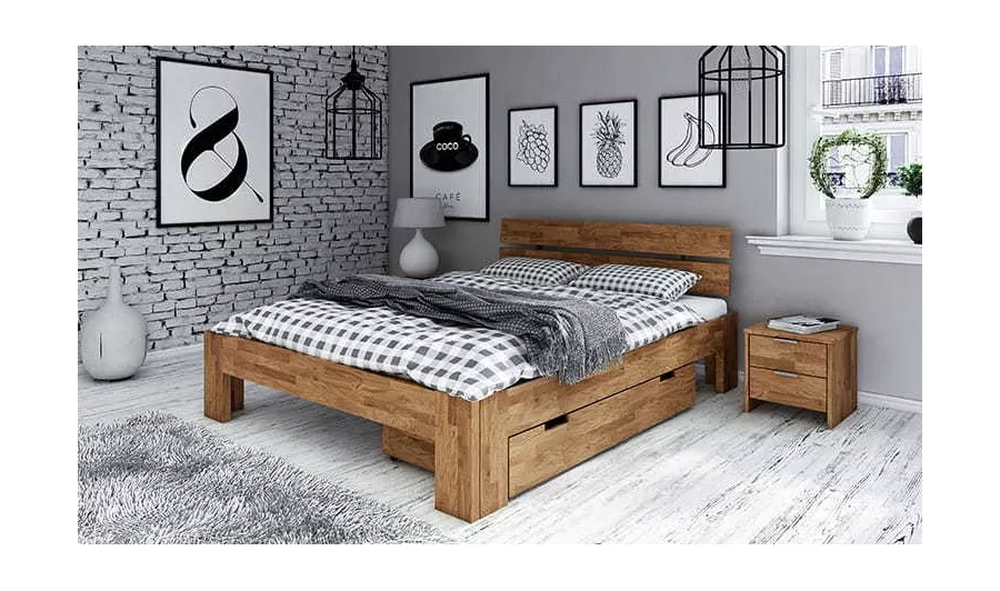 Lit japonais Noda en bois avec tiroir de rangement intégré, design épuré et fonctionnel