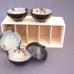 Sets de 5 bols Momiji en céramique japonaise – Noir