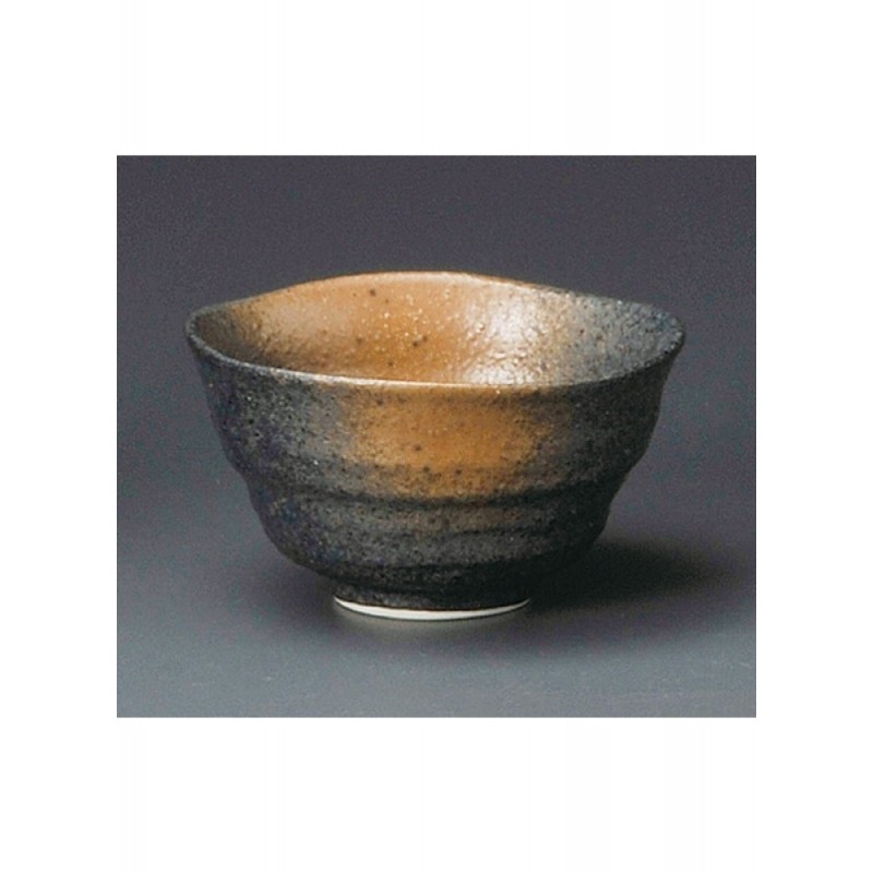 Tasse à thé japonaise Bizen en céramique, décorée de reflets bruns et noirs